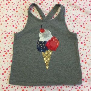 Red, white and blue ice cream cone tank top